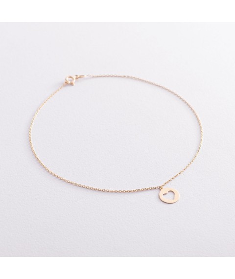 Gold ankle bracelet "Heart" b04792 Onix 25