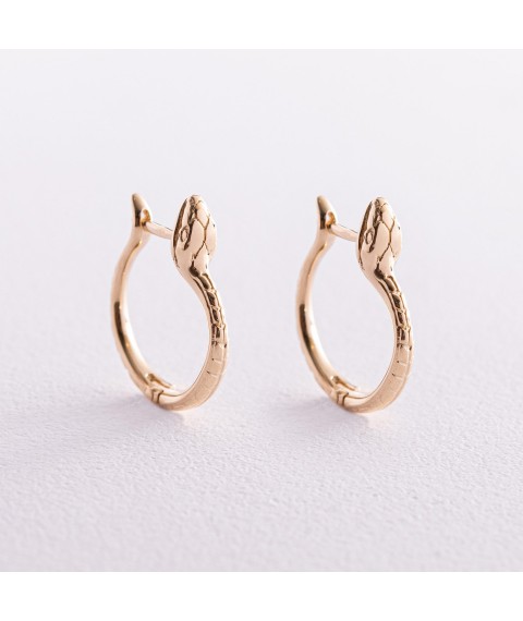 Earrings "Snakes" in yellow gold s08030 Onyx