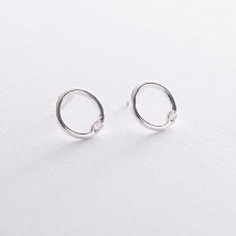 Silver earrings - studs "Luck" (cubic zirconia) 122748 Onyx