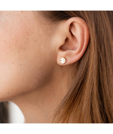 Earrings - studs "Love" in red gold s07731 Onyx