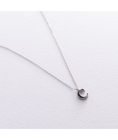 Серебряное колье с буквой С 18618ч Онікс  40