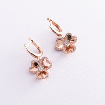 Gold earrings "Flowers" (cubic zirconia) s05720 Onix