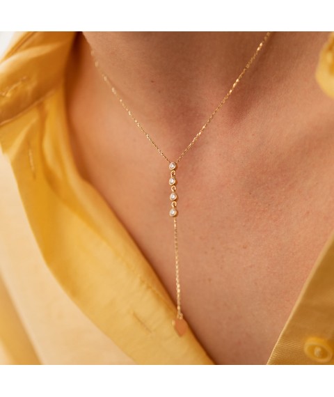 Yellow gold necklace with cubic zirconia col01784 Onyx 45
