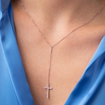 Gold necklace - tie "Cross" with diamonds flask0101mi Onix 45