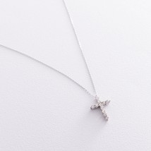 Necklace "Cross" in white gold (cubic zirconia) coll01815 Onix 45
