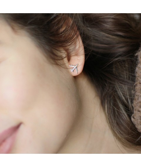 Gold stud earrings "Mriya" s06678 Onyx