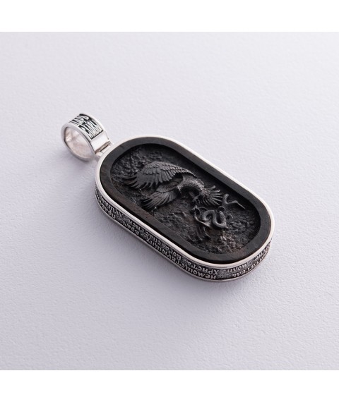 Silver pendant "St. George the Victorious" with ebony 950 Onyx