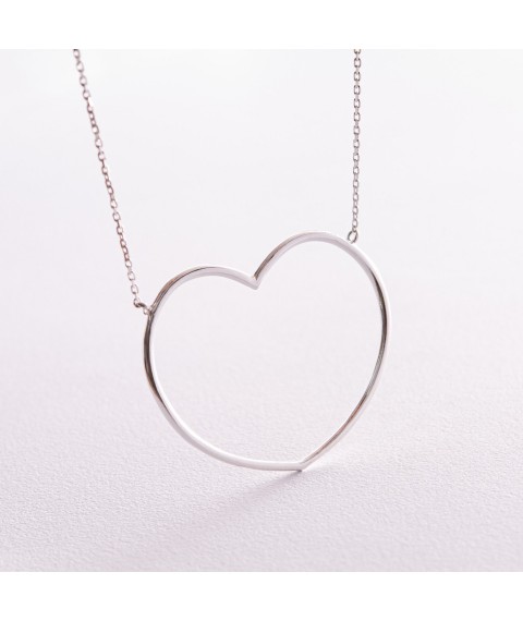 Silver necklace "Heart" 181235 Onyx 45