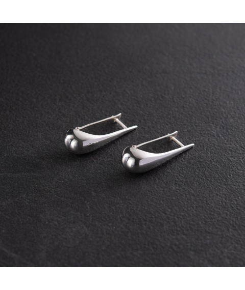 Earrings "Small drops" in silver (2.6 cm) 122497 Onyx