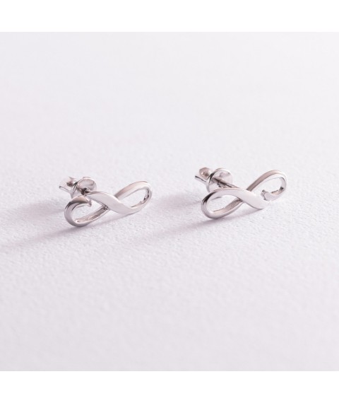 Earrings - studs "Infinity" in white gold s07764 Onyx