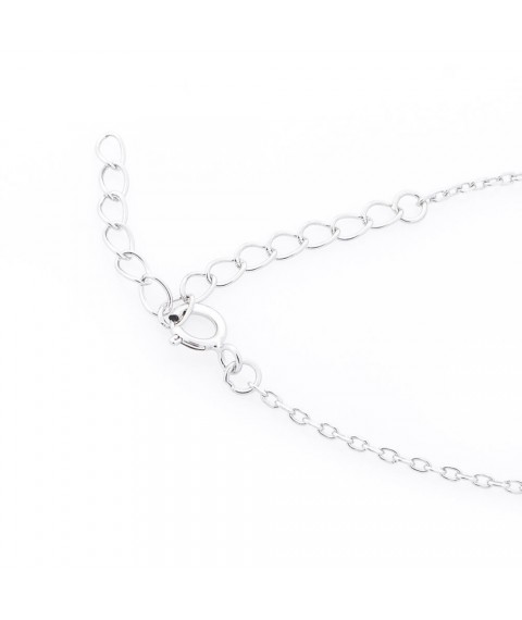 Silver necklace "Hearts" (cubic zirconia) 18753 Onix 40