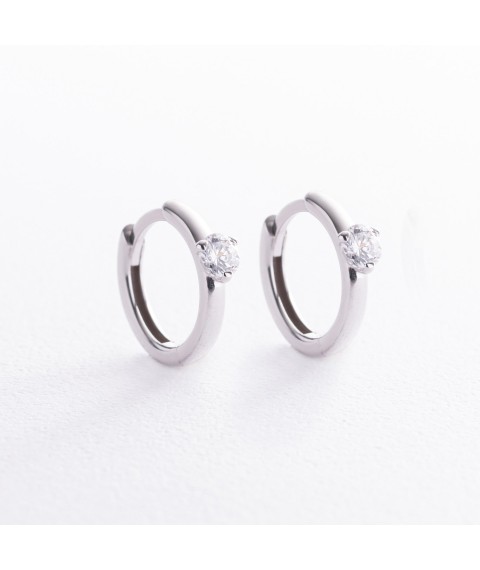 Silver earrings - rings with cubic zirconia OR111310 Onyx