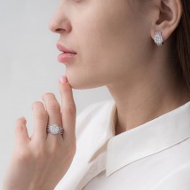 Gold earrings with diamonds s664 Onyx