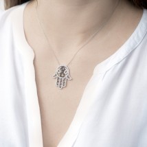 Серебряное колье "Хамса" 18590 Онікс  45
