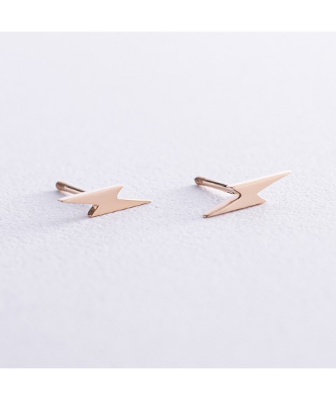 Earrings - studs "Lightning" in yellow gold s07929 Onyx