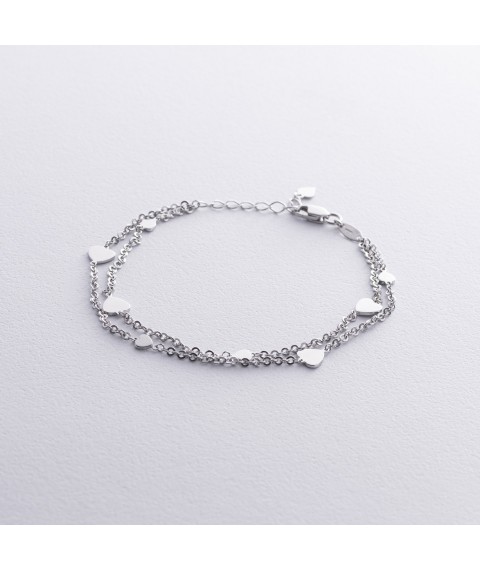 Double bracelet "Hearts" in white gold b05365 Onix 18