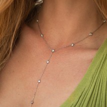 Серебряное колье - галстук с фианитами 908-01592 Онікс  40