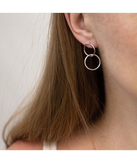 Stud earrings "Rings" in white gold s06980 Onyx