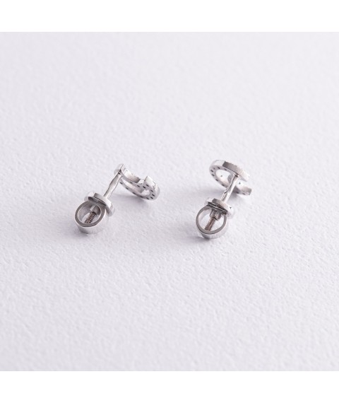 Gold earrings - studs "Moon" with diamonds 36401121 Onyx