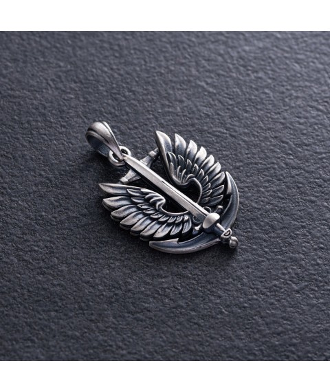Silver pendant "Defender of Ukraine" 1279 Onyx