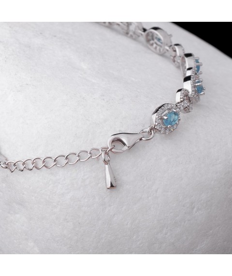 Rhodium-plated bracelet (synthetic spinel, cubic zirconia) b06 Onix 22