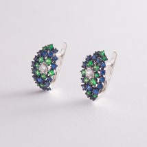 Gold earrings with sapphires, diamonds, demantoid sb0070gm Onyx