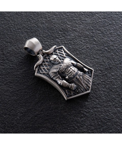 Men's silver pendant "Warrior" 378 Onyx