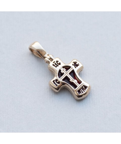 Gold Orthodox cross with enamel p03076 Onyx