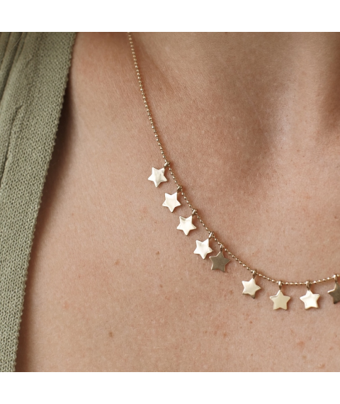 Necklace "Stars" in yellow gold kol01669 Onyx 45