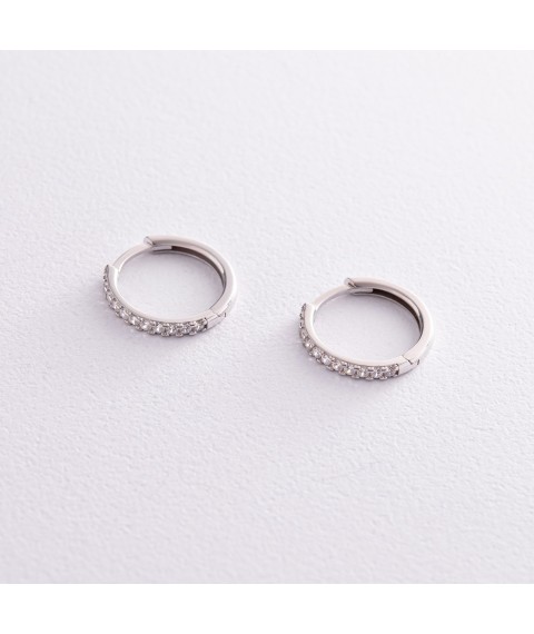 Silver earrings - rings (cubic zirconia) OR116411 Onyx