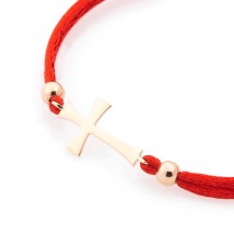 Bracelet with red thread and gold insert "Cross" b03084 Onix 18