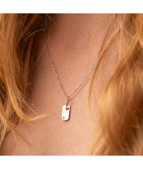 Pendant "Heart" for engraving (white gold) p03268 Onyx