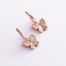 Gold earrings with butterflies s05535 Onyx