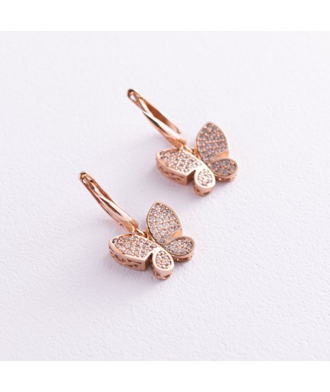 Gold earrings with butterflies s05535 Onyx