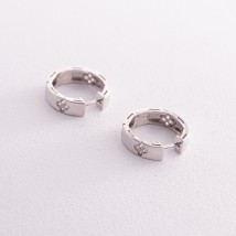 Silver earrings - rings "Clover" with cubic zirconia 123262 Onyx