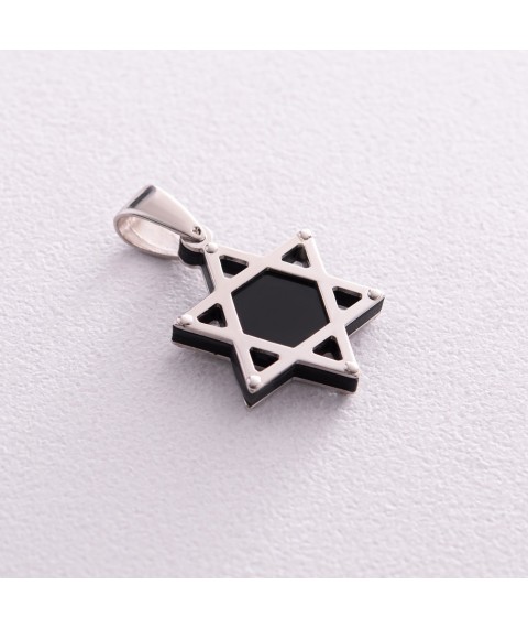 Silver pendant "Star of David" 133162 Onyx
