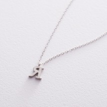 Silver necklace with the letter I 18971b Onix 45