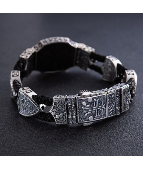 Срібний браслет "Вірменська Зірка" (ебенове дерево) 817 Онікс 22