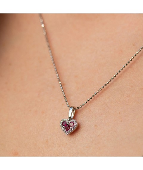 Gold pendant "Heart" (diamonds, rubies) pb0320cha Onyx