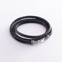 Leather cord with silver clasp (4mm) 18451 Onyx 50