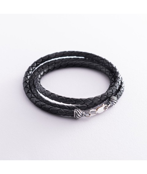 Leather cord with silver clasp (4mm) 18451 Onyx 50