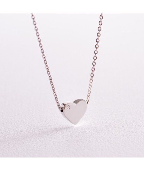 Silver necklace "Heart" with cubic zirconia 1090 Onix 37