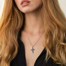 Gold cross with blue sapphires and diamonds pb0325gm Onyx