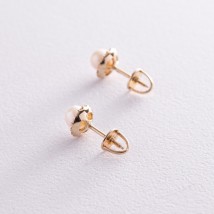 Gold earrings - studs with pearls and cubic zirconia s08168 Onyx