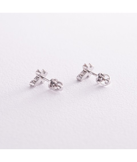 Gold earrings - studs "Cross" with diamonds 322821121 Onyx