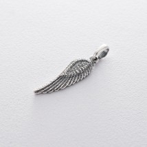 Silver pendant "Wing" (blackened) 131962 Onyx