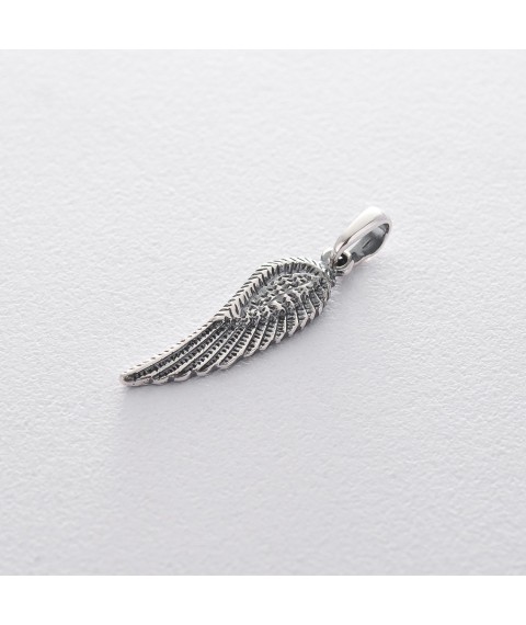 Silver pendant "Wing" (blackened) 131962 Onyx