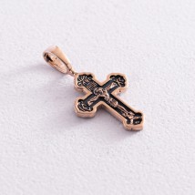 Gold cross "Crucifixion. Save and preserve" with blackening p02991 Onyx