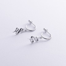 Silver earrings - studs "Snakes" 123008 Onyx