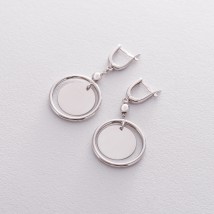 Earrings "Coins" in white gold s06401 Onyx